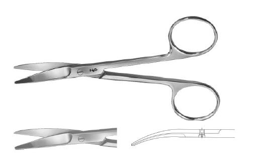 Ножиці для шовних матеріалів делікатні вигнуті тупі/тупі 120 мм